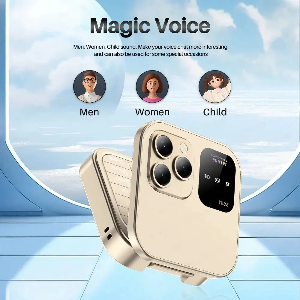 i16 PRO - Mini Celular Plegable, Cámara HD, Mensajes, Internet, Radio FM, Dual SIM, Linterna, Plegable